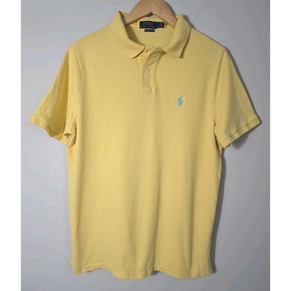 Polo Ralph Lauren Classic Fit Yellow Polo Shirt Men's Large Cotton Short Sleeve